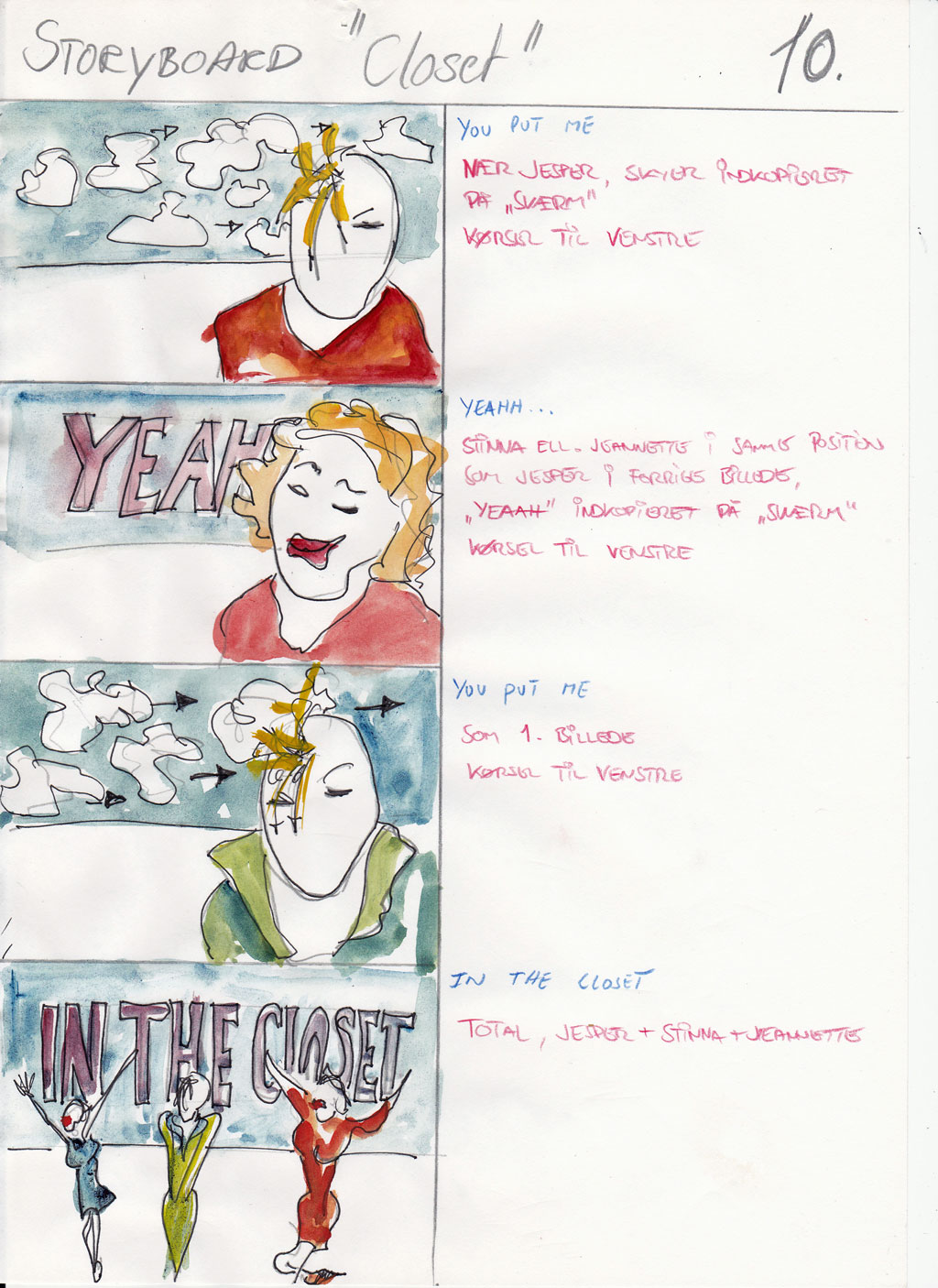 Charlotte Scheel storyboard for music video 