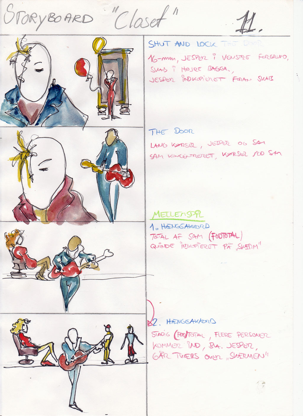 Charlotte Scheel storyboard for music video 