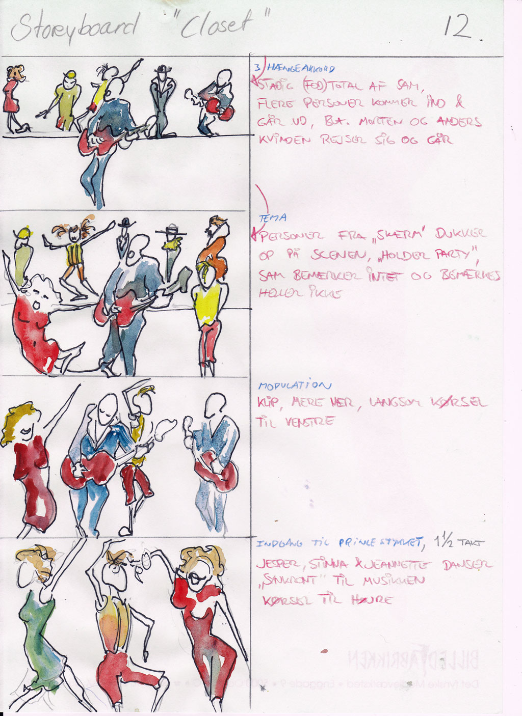 Charlotte Scheel storyboard for music video 