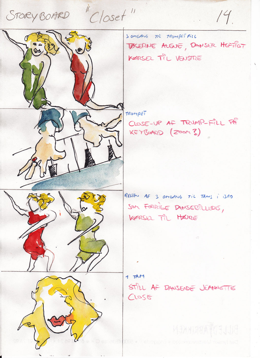 Charlotte Scheel storyboard for music video 