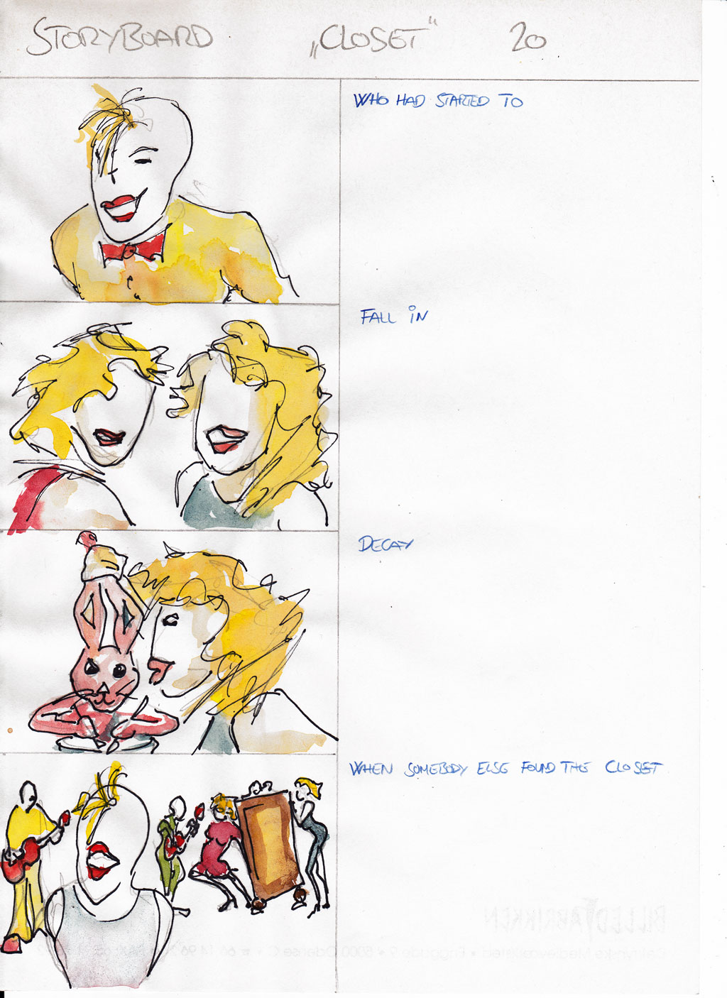 Charlotte Scheel storyboard for music video 