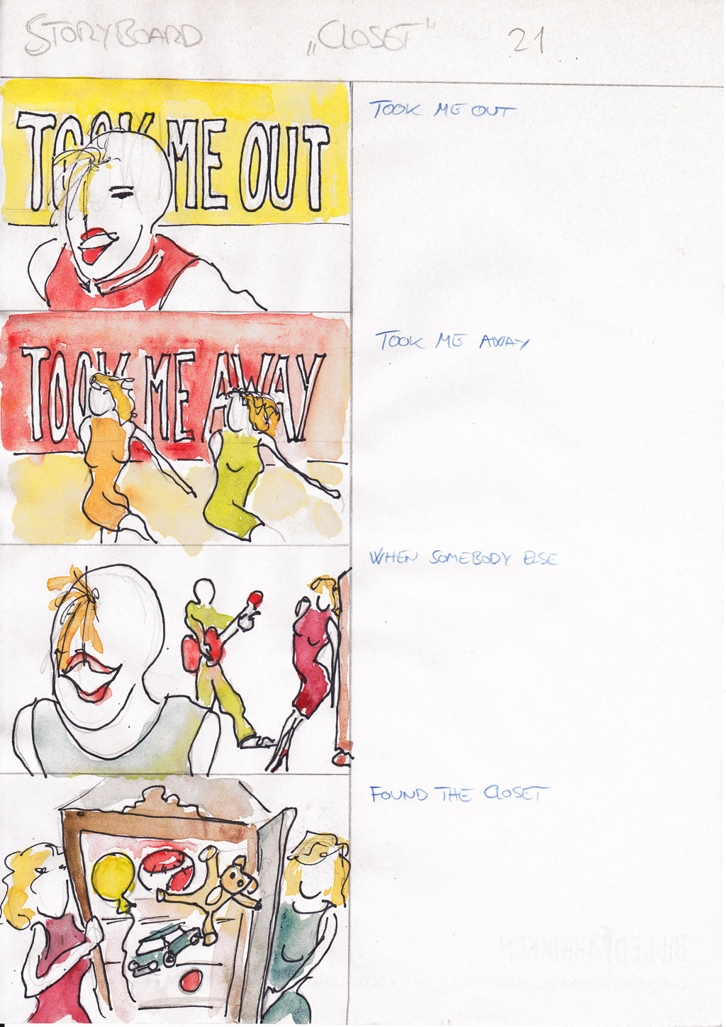 Charlotte Scheel storyboard for music video 