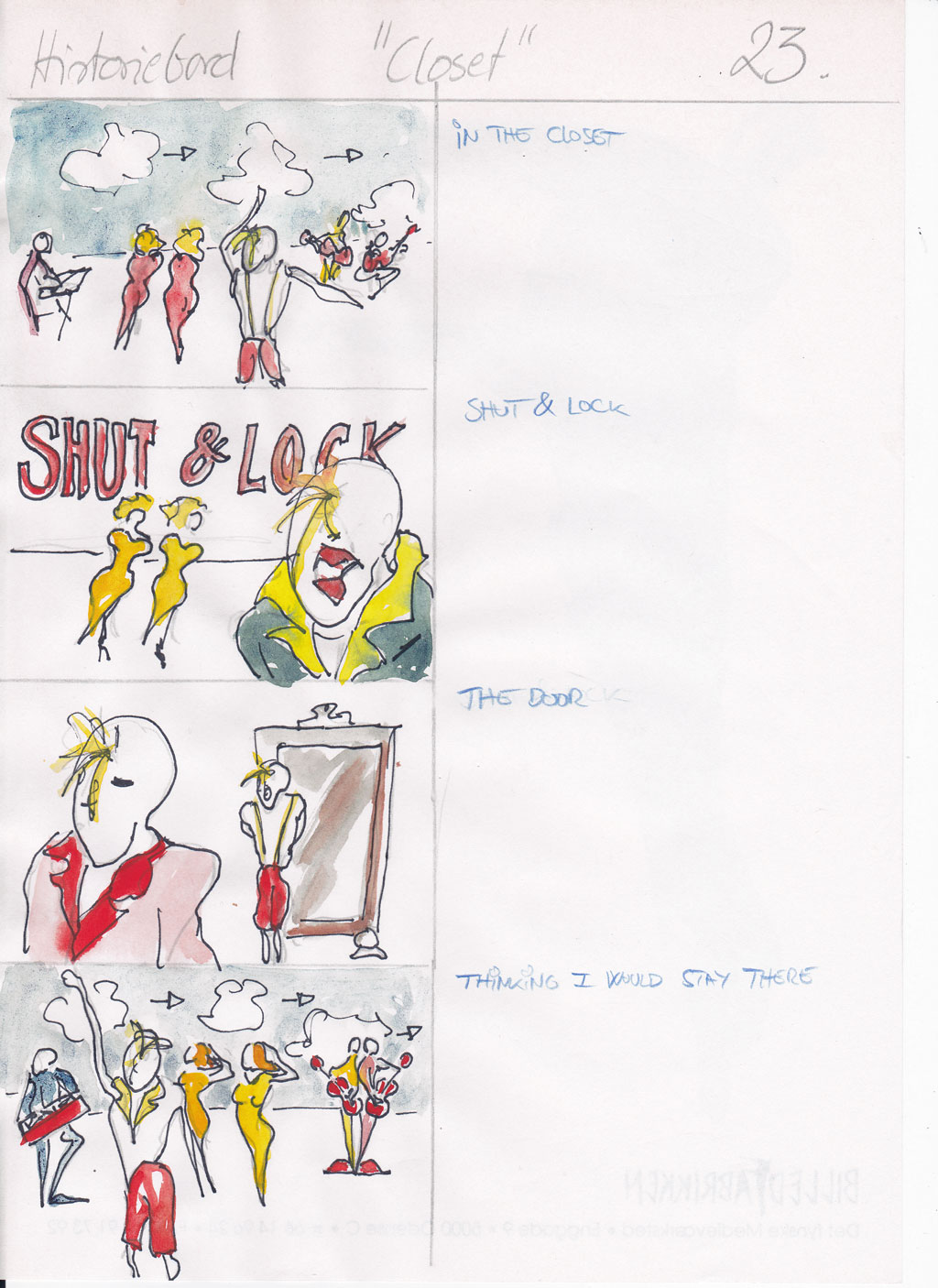 Charlotte Scheel storyboard for music video 