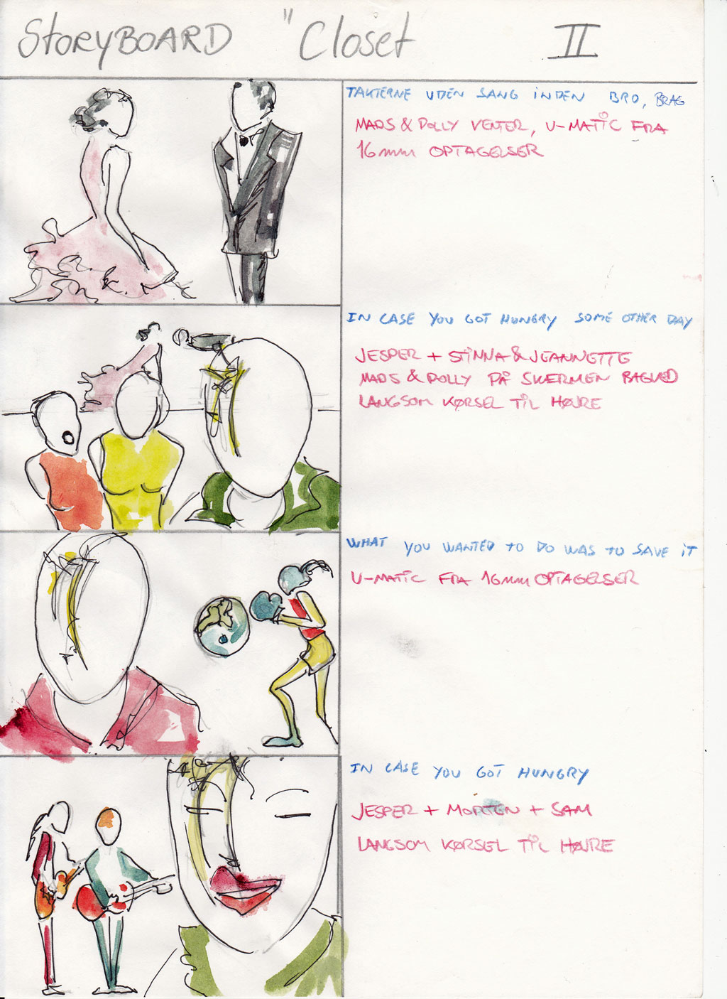 Charlotte Scheel storyboard for music video 