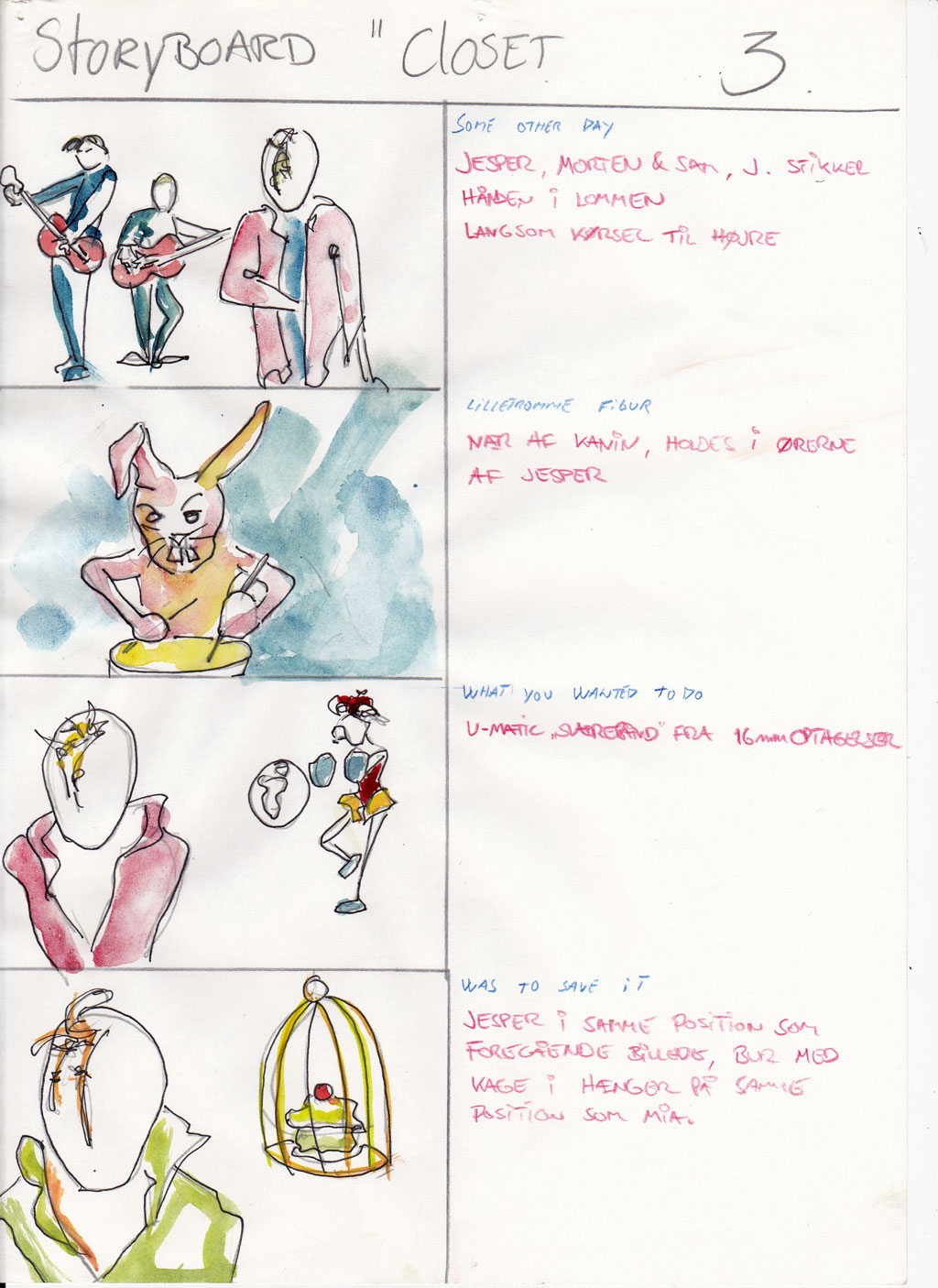 Charlotte Scheel storyboard for music video 