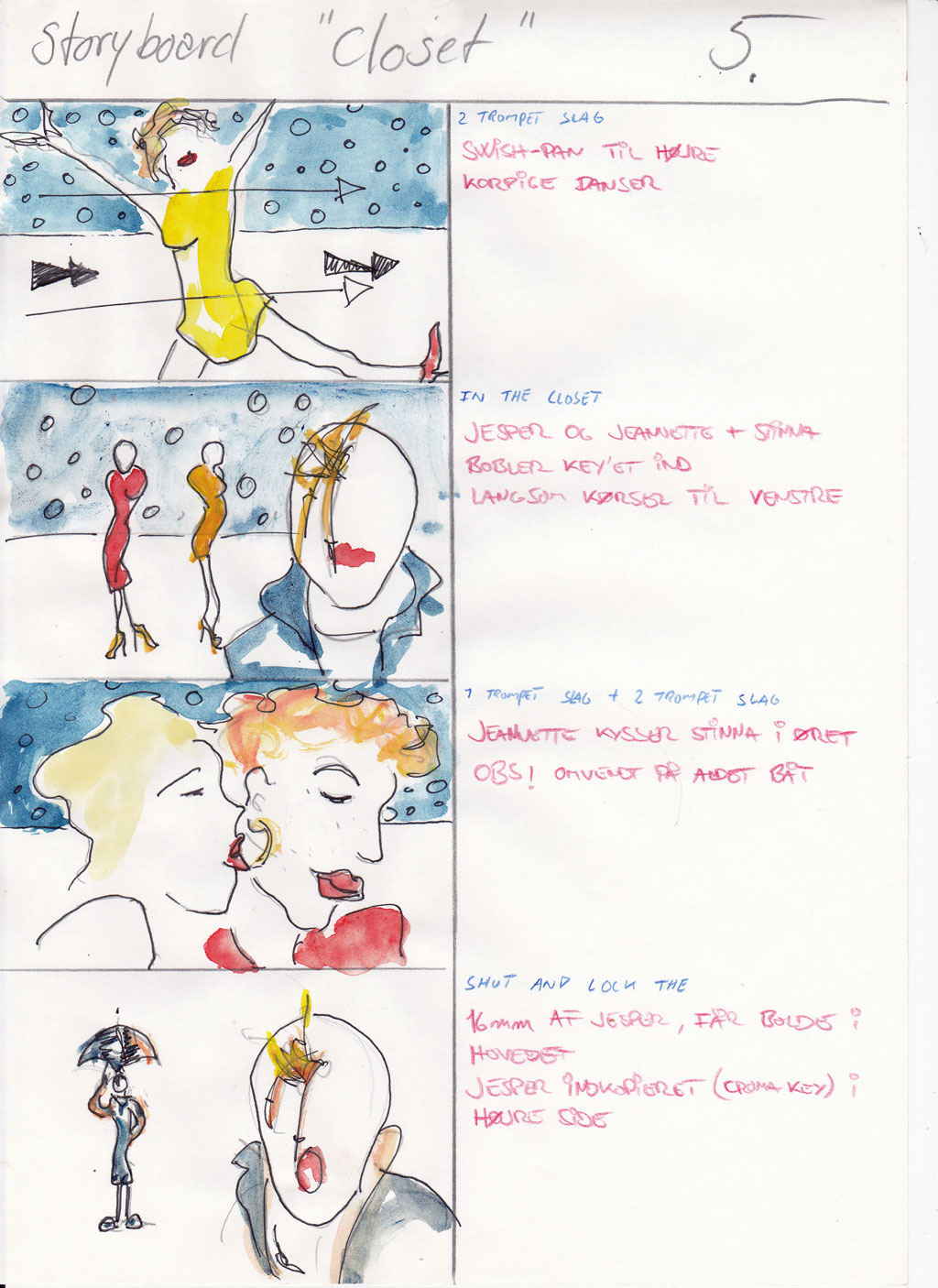 Charlotte Scheel storyboard for music video 