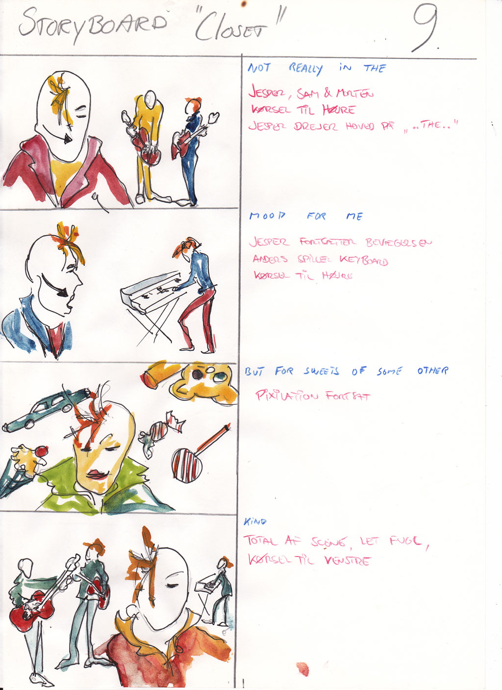 Charlotte Scheel storyboard for music video 