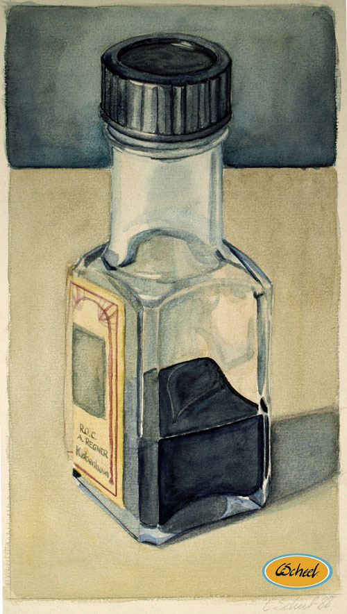 Charlotte Scheel akavarel water color blæk flaske ink bottle