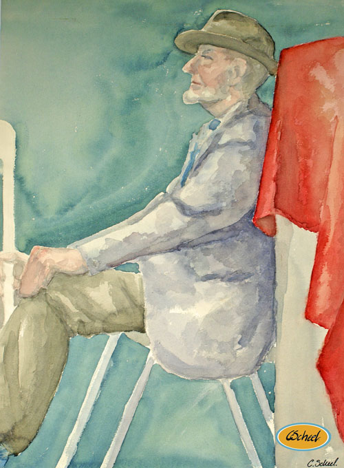 Charlotte Scheel akavarel water color male mand croquis