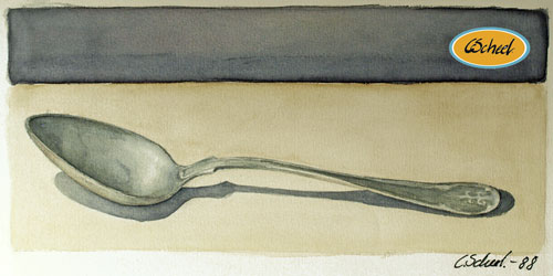 Charlotte Scheel akavarel water color ske spoon