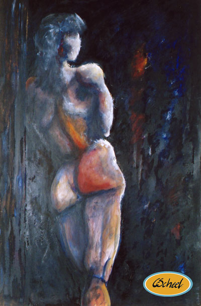 woman kvinde ryg sort oilpainting oliemaleri art kunst Charlotte Scheel