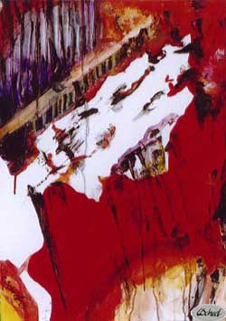 organisk organic maleri painting anstrakt abstract modern moderne red kunst charlotte scheel